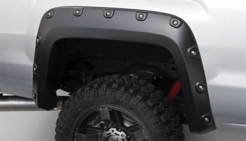 Black Boss Pocket/Rivet Style Smooth Finish 4-Piece Fender Flare Set For 2015-2019 GMC Sierra 2500 Hd/3500 Hd Bushwacker