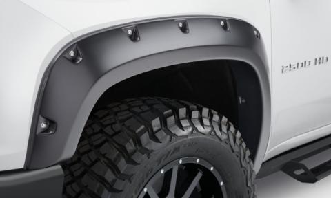 Black Pocket/Rivet Style Smooth Finish 4-Piece Set For 2020-2026 Chevrolet Silverado 2500/3500 Bushwacker