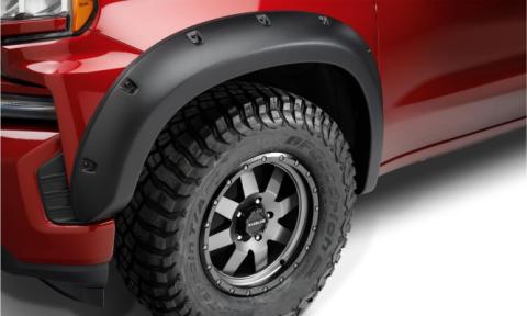 Black Forge Pocket/Rivet Textured Finish 4-Pc Fender Flare Set For 16-18 Chev Silverado 1500, 15-19 Chev Silverado 2500/3500 Includes 19 Silverado Ld Bushwacker