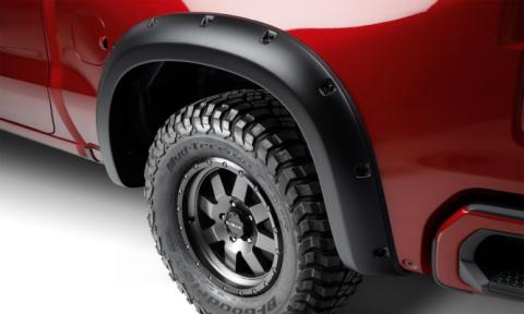 Black Forge Pocket/Rivet Textured Finish 4-Pc Fender Flare Set For 16-18 Chev Silverado 1500, 15-19 Chev Silverado 2500/3500 Includes 19 Silverado Ld Bushwacker