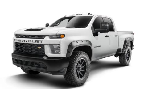 Black Forge Pocket/Rivet Textured Finish 4-Pc Fender Flare Set For 20-26 Chevrolet Silverado 2500/3500 Bushwacker