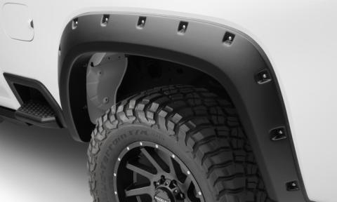 Black Forge Pocket/Rivet Textured Finish 4-Pc Fender Flare Set For 20-26 Chevrolet Silverado 2500/3500 Bushwacker