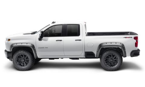 Black Forge Pocket/Rivet Textured Finish 4-Pc Fender Flare Set For 20-26 Chevrolet Silverado 2500/3500 Bushwacker