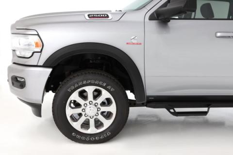 Black OE Style Smooth Finish Front Fender Flares For 2019-2026 Ram 2500, Fits Models W/O OEM Fender Flares, Includes Dually Bushwacker