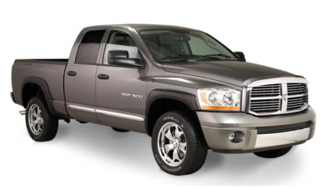 Black OE Style Smooth Finish 4-Piece Fender Flare Set For 2006-2008 Dodge Ram 1500 2007-2009 Ram 2500, 3500 Fits 75.9/76.3 Inch Bed Bushwacker