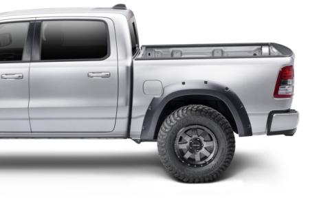 Black Forge Pocket/Rivet Textured Finish 4-Pc Fender Flare Set For 94-01 Dodge Ram 1500, 94-02 Dodge Ram 2500/3500 Excludes Dually Bushwacker