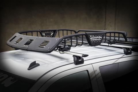 SR40 Tubular Steel Roof Rack With 4x Light Mount Openings 48 Inch Long Textured Black Go Rhino