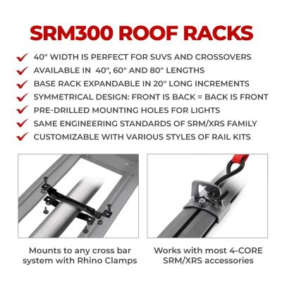 SRM300 60 Inch Long Flat Platform Rack With Trail Rail Kit Textured Black Go Rhino