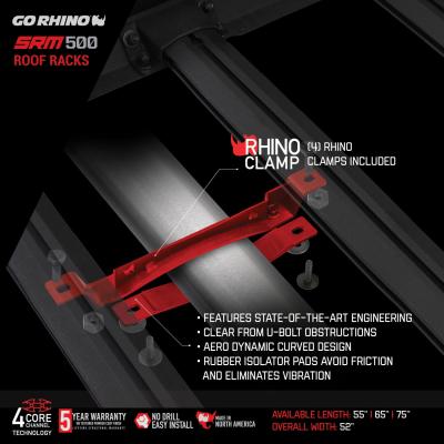 SRM500 Side &amp; Rear Rail Kit for 75 Inch Long Rack Textured Black Go Rhino