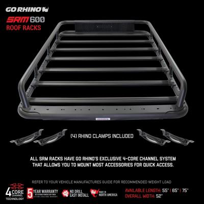 SRM600 75 Inch Tubular Basket Style Roof Rack Textured Black Go Rhino