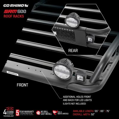 SRM600 75 Inch Tubular Basket Style Roof Rack Textured Black Go Rhino