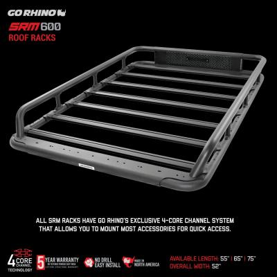 SRM600 75 Inch Tubular Basket Style Roof Rack Textured Black Go Rhino