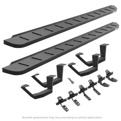 RB10 Running Boards With Mounting Brackets &amp; 2 Pairs of Drop Steps Kit Textured Black 2019-2026 Sierra 1500 2020-2026 Sierra 2500/3500 HD Go Rhino