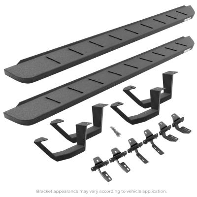 RB10 Running Boards With Mounting Brackets &amp; 2 Pairs of Drop Steps Kit Protective Bedliner Coating 2019-2026 Sierra 1500 2020-2026 Sierra 2500/3500 HD Go Rhino