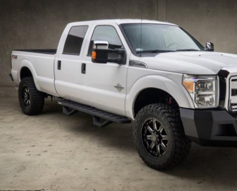 RB10 Running Boards With Mounting Brackets &amp; 2 Pairs of Drop Steps Kit Protective Bedliner Coating 1999-2016 Ford F-250/F-350 Go Rhino