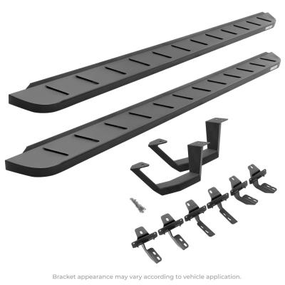 RB10 Running Boards With Mounting Brackets &amp; 2 Pairs of Drop Steps Kit Textured Black For 2017-2026 Ford F-250/F-350 Go Rhino