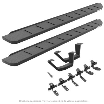 RB10 Running Boards With Mounting Brackets &amp; 1 Pair of Drop Steps Kit Protective Bedliner Coating For 2017-2026 Ford F-250/F-350 Go Rhino
