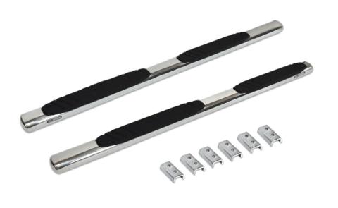 4 Inch OE Xtreme SideSteps With Mounting Bracket Kit Polished Stainless Steel 2007-2013 Silverado/Sierra 1500 Go Rhino