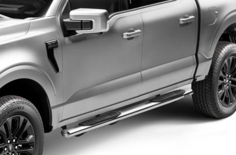 4 Inch OE Xtreme SideSteps With Mounting Bracket Kit Polished Stainless Steel 2015-2026 Ford F-150/ F-250/F-350 Crew Cab Go Rhino