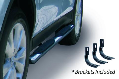 4 Inch OE Xtreme SideSteps With Mounting Bracket Kit Polished Stainless Steel 2008-2013 Nissan Rogue Go Rhino