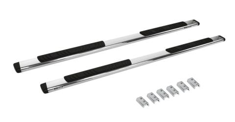 5 Inch OE Xtreme Low Profile SideSteps With Mounting Bracket Kit Polished Stainless Steel 2007-2018 Silverado/Sierra 1500/2500 HD Go Rhino