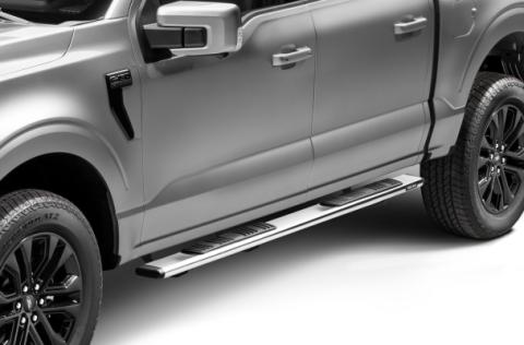 5 Inch OE Xtreme Low Profile SideSteps With Mounting Bracket Kit Polished Stainless Steel 2015-2026 Ford F-150/ F-250/F-350 Go Rhino