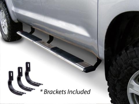 5 Inch OE Xtreme Low Profile SideSteps With Mounting Bracket Kit Polished Stainless Steel 1999-2016 Ford F-250/F-350 Crew Cab Go Rhino