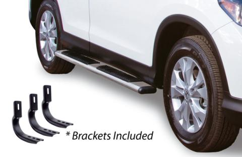 5 Inch OE Xtreme Low Profile SideSteps With Mounting Bracket Kit Polished Stainless Steel 2013-2018 Toyota RAV4 Go Rhino