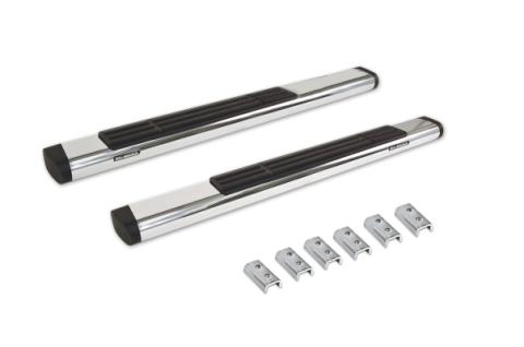 6 Inch OE Xtreme SideSteps With Mounting Bracket Kit Polished Stainless Steel 2007-2018 Silverado/Sierra 150/2500 HD Go Rhino
