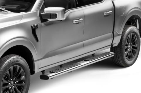 6 Inch OE Xtreme SideSteps With Mounting Bracket Kit Polished Stainless Steel 2015-2026 Ford F-150/ F-250/F-350 Crew Cab Go Rhino