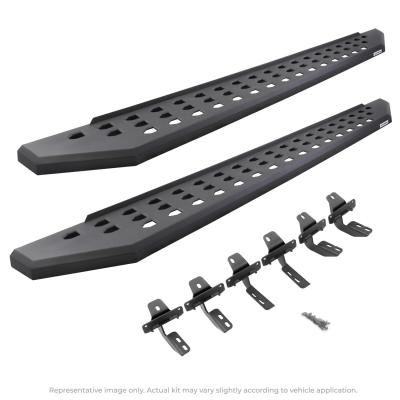 RB20 Running Boards With Mounting Brackets Textured Black 2015-2018 Silverado/Sierra 2500 HD/3500 HD Go Rhino
