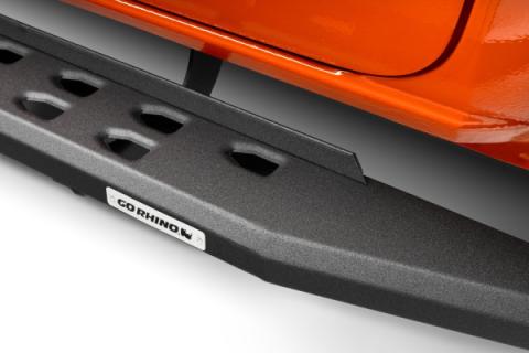RB10 Slim Line Running Boards With Mounting Brackets Textured Black 2015-2018 Silverado/Sierra 2500 HD/3500 HD Go Rhino