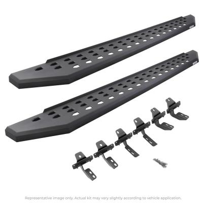 RB20 Running Boards With Mounting Brackets Textured Black 2014-2018 Silverado/Sierra 1500/2500 HD Go Rhino
