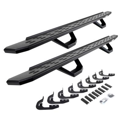RB30 Running Boards with Mounting Brackets &amp; 2 Pairs of Drops Steps Kit Textured Black 2014-2018 Silverado/Sierra 1500/2500 HD Go Rhino