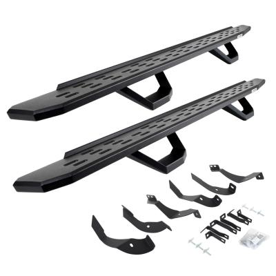 RB30 Running Boards with Mounting Brackets &amp; 2 Pairs of Drops Steps Kit Textured Black 2015-2019 Silverado/Sierra 2500 HD Go Rhino