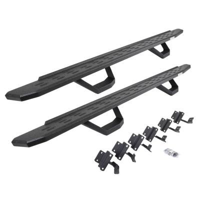 RB30 Running Boards with Mounting Brackets &amp; 2 Pairs of Drops Steps Kit Protective Bedliner Coating 2015-2025 Ford F-150/ F-250/F-350 Go Rhino