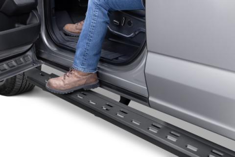 RB30 Slim Line Running Boards with Mounting Bracket Kit Textured Black 2015-2025 Ford F-150/ F-250/F-350 Go Rhino