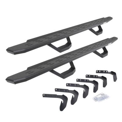 RB30 Running Boards with Mounting Brackets &amp; 2 Pairs of Drop Steps Kit Portective Bedliner Coating 1999-2016 Ford F-250/F-350 Go Rhino