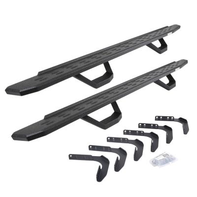 RB30 Running Boards with Mounting Brackets &amp; 2 Pairs of Drops Steps Kit Protective Bedliner Coating 1999-2016 Ford F-250/F-350 Go Rhino