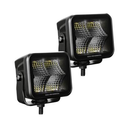 Go Rhino Blackout Series Lights Pair of 2x2 Cube LED Flood Light Kit Black Go Rhino