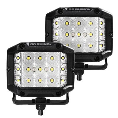 Go Rhino Bright Series Lights Pair of 4x3 Sideline Cube LED Flood Light Kit Black Go Rhino