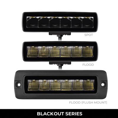 Go Rhino Blackout Series Lights Pair of Sixline LED Flood Light Kit Flush Mount Black Go Rhino