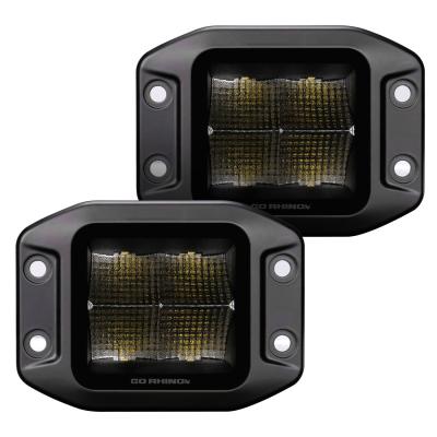 Go Rhino Blackout Series Lights Pair of 3x3 Cube LED Flood Light Kit Flush Mount Black Go Rhino