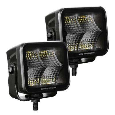 Go Rhino Blackout Series Lights Pair of 3x3 Cube LED Flood Light Kit Black Go Rhino