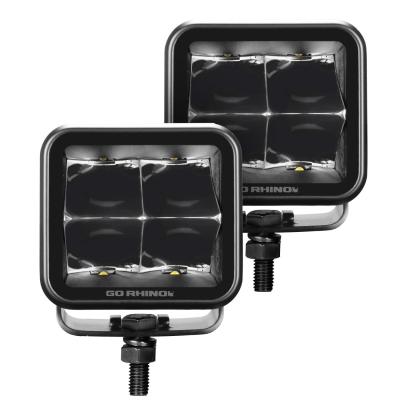 Go Rhino Blackout Series Lights Pair of 3x3 Cube LED Spot Light Kit Black Go Rhino