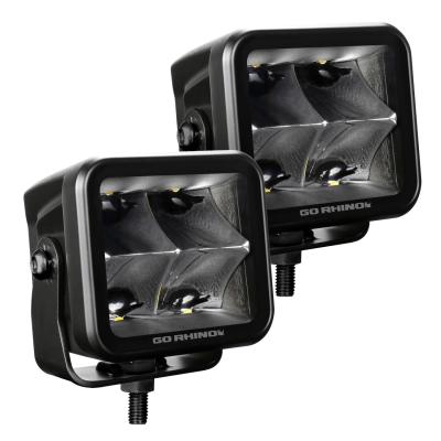Go Rhino Blackout Series Lights Pair of 3x3 Cube LED Spot Light Kit Black Go Rhino