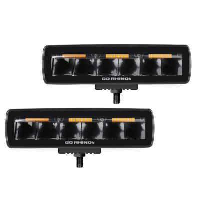 Go Rhino Blackout Combo Series Lights Pair of Sixline LED Spot Lights With Amber Accent Black Go Rhino
