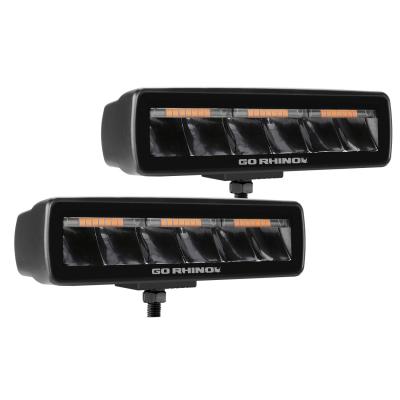 Go Rhino Blackout Combo Series Lights Pair of Sixline LED Spot Lights With Amber Accent Black Go Rhino