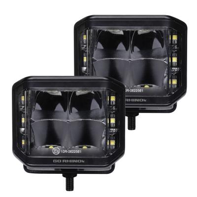 Go Rhino Blackout Series Lights Pair of 4x3 Cube LED Sideline Spot Light Kit Black Go Rhino