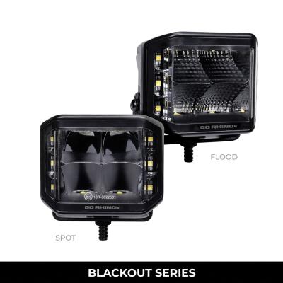 Go Rhino Blackout Series Lights Pair of 4x3 Cube LED Sideline Spot Light Kit Black Go Rhino